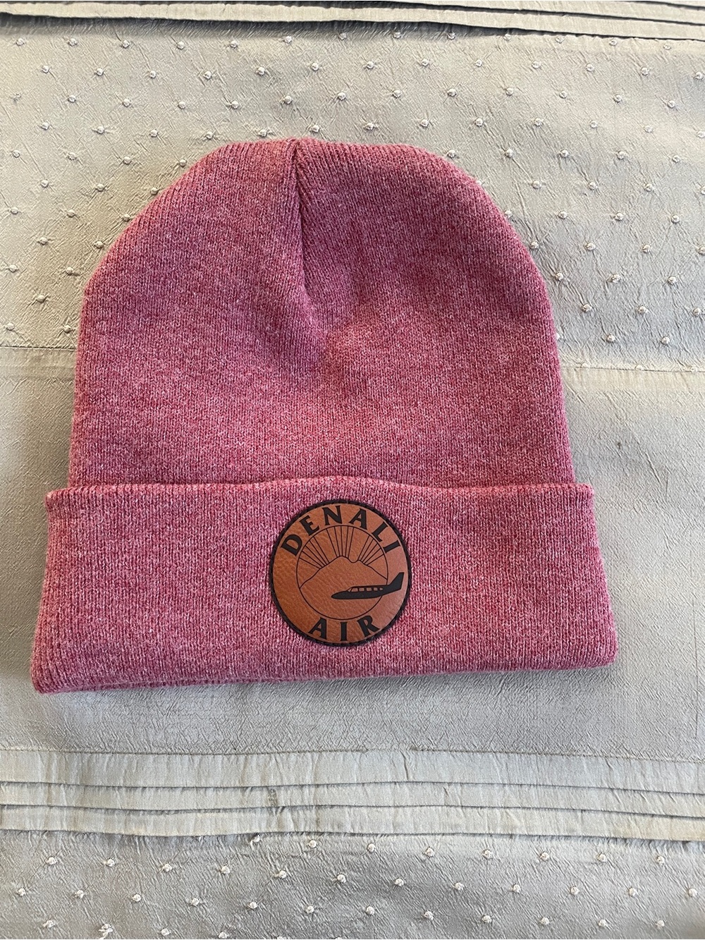 Knit Beanie Heather Pink Hat with Denali Air logo